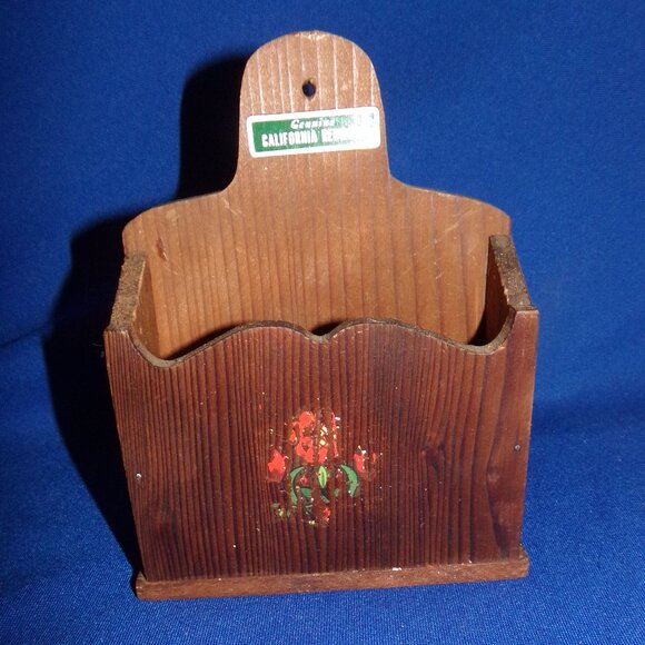 Vintage Authentic California Redwood Napkin Holder Note Box - Picture 4 of 8